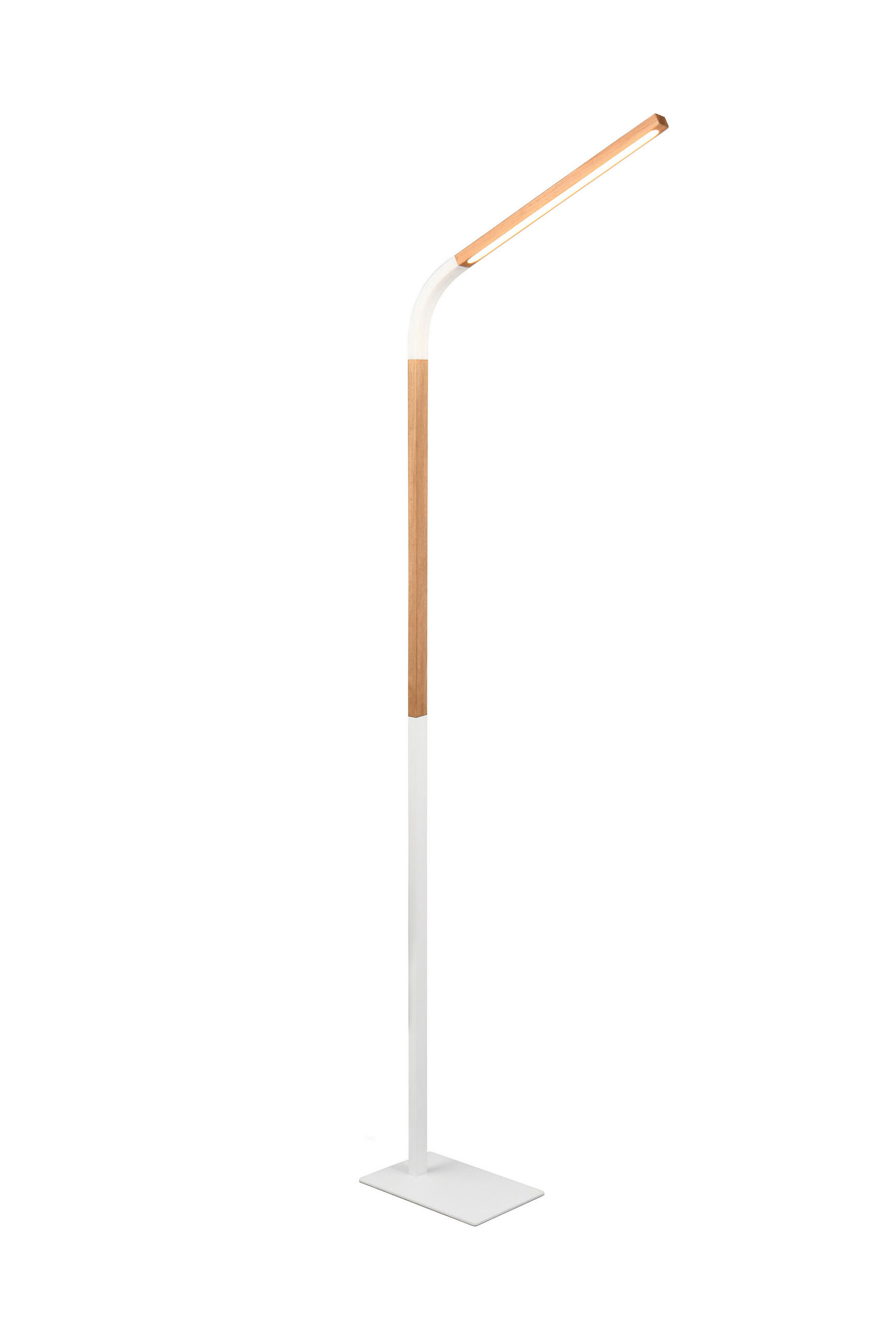 STOJACIA LED LAMPA, 170 cm - biela/prírodná farba, Basics, kov/drevo (170cm)
