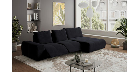 ECKSOFA in Velours Anthrazit  - Anthrazit/Schwarz, Design, Kunststoff/Textil (342/174cm) - Xora