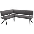 ECKBANK 150/190 cm  in Grau, Schwarz  - Schwarz/Grau, MODERN, Textil/Metall (150/190cm) - Cantus