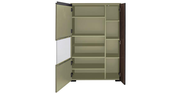 HIGHBOARD Nussbaumfarben, Schilfgrün 87/136/45 cm - Schilfgrün/Anthrazit, Design, Glas/Holz (87/136/45cm) - Moderano