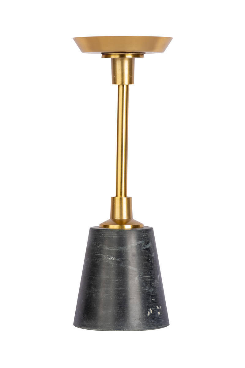 KERZENHALTER - Goldfarben/Schwarz, Trend, Stein/Metall (10/30/10cm) - Kayoom