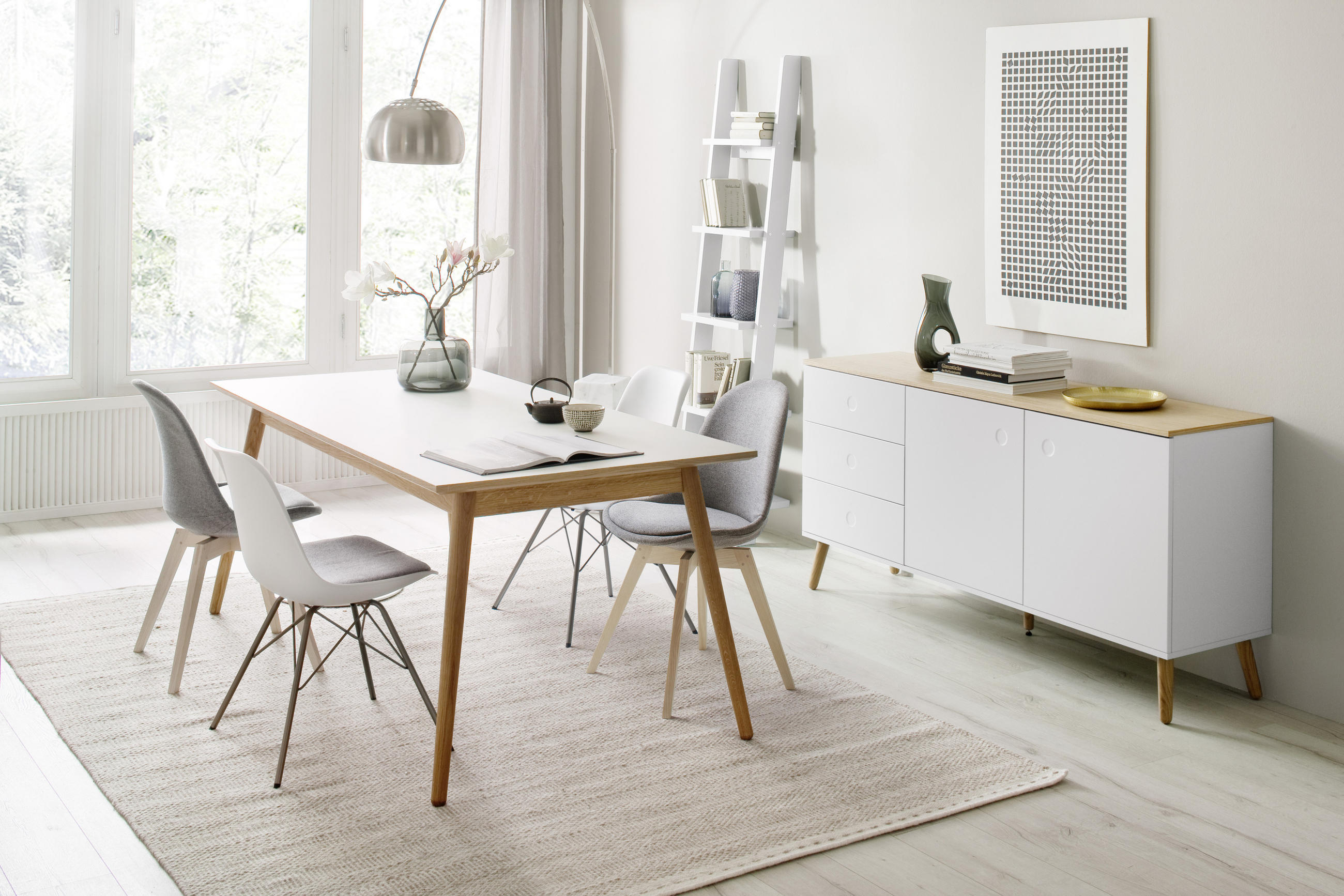 ESSTISCH  - Eichefarben/Weiß, Design, Holz (180/90/75cm) - Ambia Home