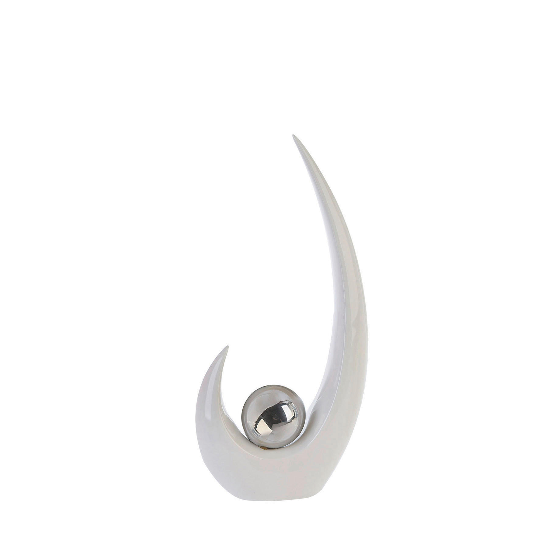 SKULPTUR - Silberfarben/Weiß, LIFESTYLE, Keramik (17/36,5/7cm)