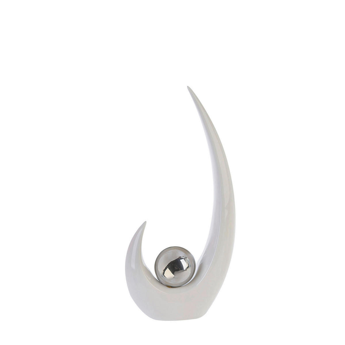 SKULPTUR - Silberfarben/Weiß, LIFESTYLE, Keramik (17/36,5/7cm)