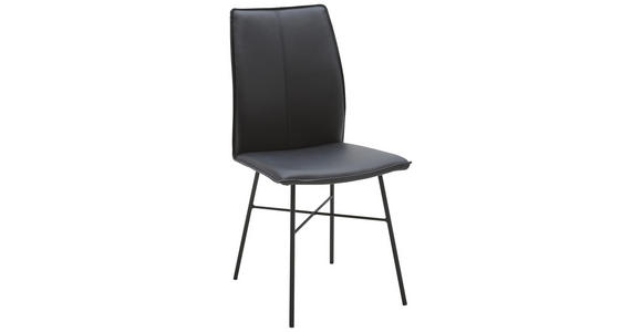 STUHL in Metall, Leder Schwarz - Schwarz, Design, Leder/Metall (46/93/57cm) - Dieter Knoll