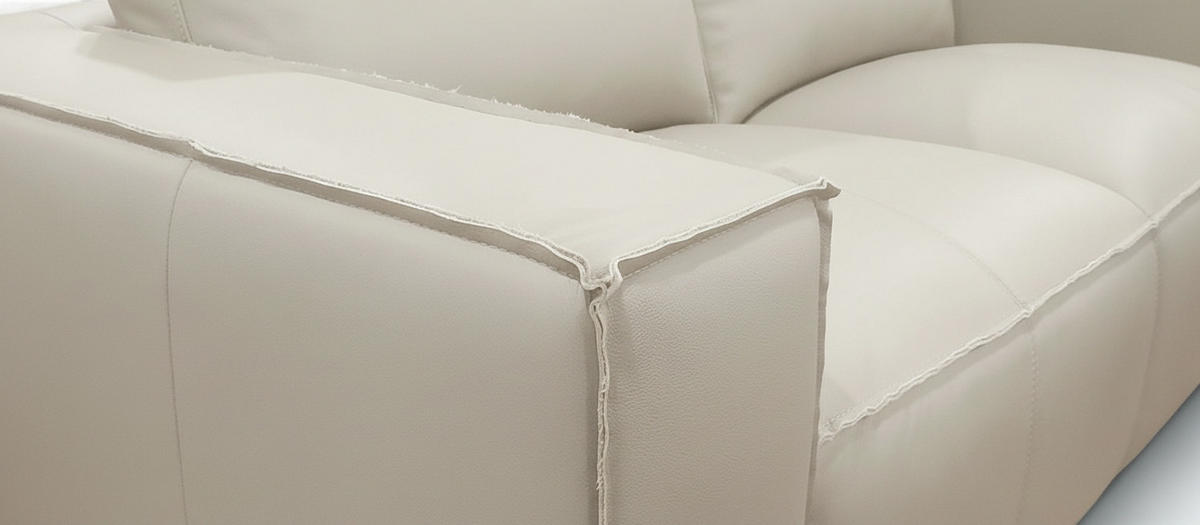 2-SITZER-SOFA VIVO Hellgrau Echtleder  - Hellgrau/Schwarz, Design, Leder/Kunststoff (194,5/76/96cm) - MID.YOU