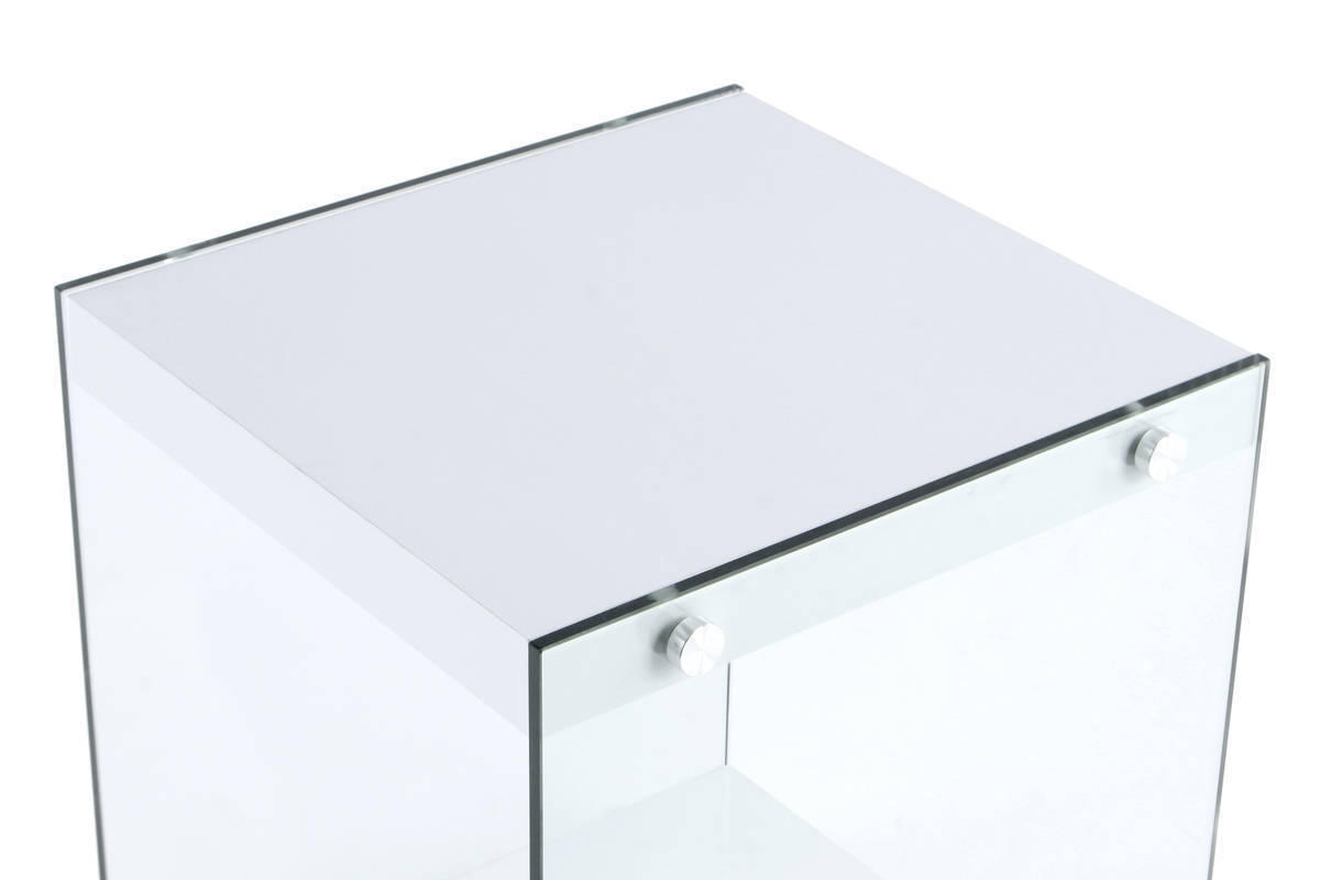 BEISTELLTISCH in Glas, Holzwerkstoff 35/35/45 cm  - Klar/Weiß, Basics, Glas/Holzwerkstoff (35/35/45cm) - Kayoom