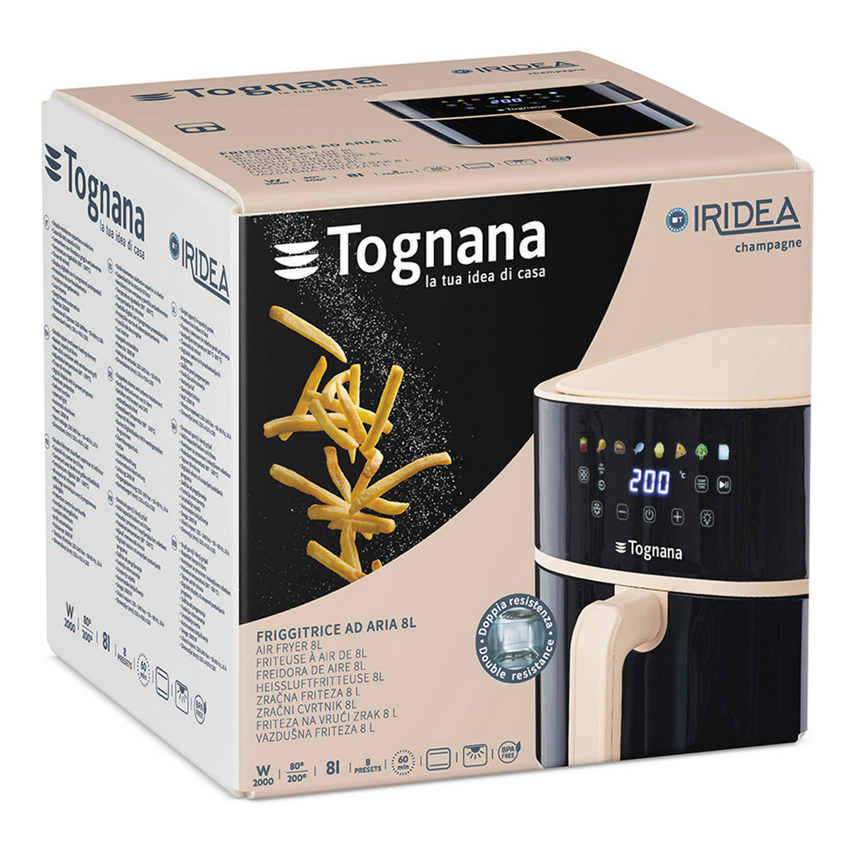 FRITEZA NA VRUĆI ZRAK Iridea Champagne  - boje šampanjca, Basics, metal/plastika (37.5/38.5/36cm) - Tognana