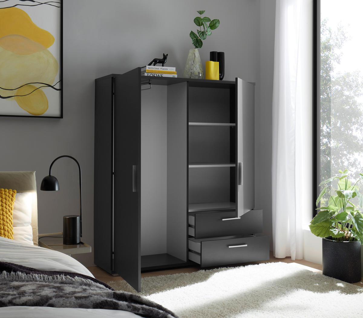 HIGHBOARD , 120/140/38 cm, 2 Schublade(n)  - Alufarben/Graphitfarben, KONVENTIONELL, Holzwerkstoff/Kunststoff (120/140/38cm) - Carryhome