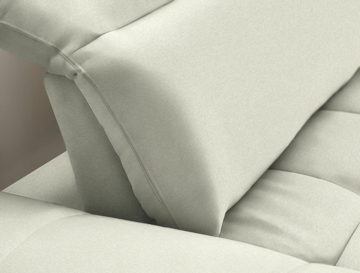 ECKSOFA in Chenille Creme  - Creme/Schwarz, Design, Textil/Metall (288/179-202cm) - Stylife