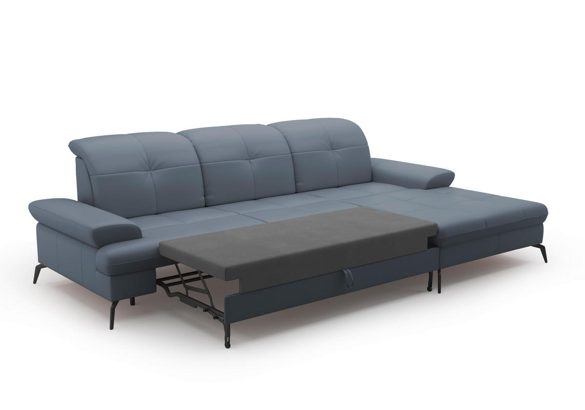 ECKSOFA in Vliesstoff Kombination Echtleder/Stoff Graublau  - Graublau/Schwarz, Konventionell, Leder/Textil (279/185cm) - Sit & More