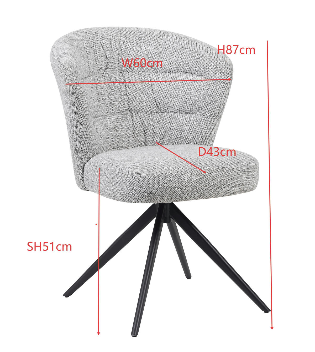STUHL - Taupe/Schwarz, Design, Textil/Metall (64/89/58cm) - Stylife