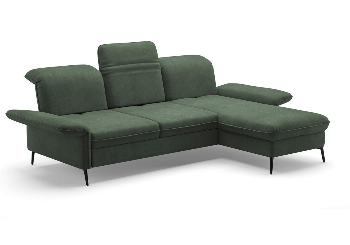 ECKSOFA in Flachgewebe Grün  - Schwarz/Grün, Konventionell, Textil/Metall (264/198cm) - Sit & More