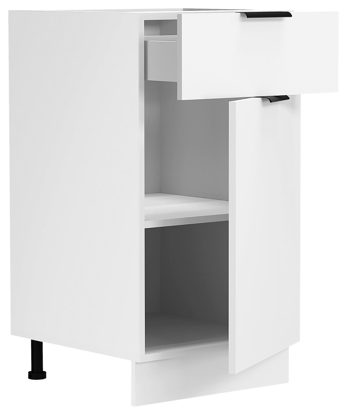 KÜCHENUNTERSCHRANK 40/82/46 cm  in Weiss  - Weiss/Schwarz, Trend, Holzwerkstoff/Kunststoff (40/82/46cm) - MID.YOU