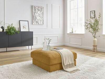 HOCKER LEONARD Struktur Gelb  - Gelb/Schwarz, MODERN, Kunststoff/Textil (86/43/86cm)