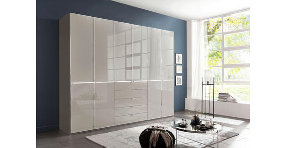 KLEIDERSCHRANK 300/236/58 cm 6-türig Grau, Dunkelgrau - Chromfarben/Dunkelgrau, KONVENTIONELL, Glas/Holzwerkstoff (300/236/58cm) - Novel