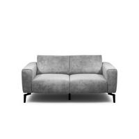 2-SITZER-SOFA Samt Hellgrau  - Hellgrau/Schwarz, Design, Textil/Metall (180/86/86-94cm) - SENSOO
