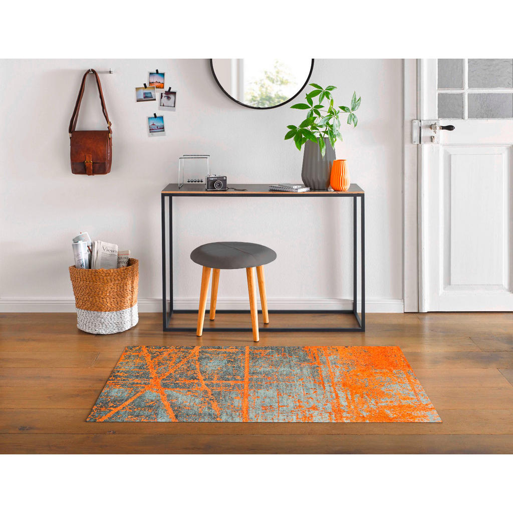 Thumbnail - wash+dry FUßMATTE Rustic, Grau, Orange, Textil, Graphik, rechteckig, 70x120 cm, Textiles Vertrauen - Oeko-Tex®, Made in ...