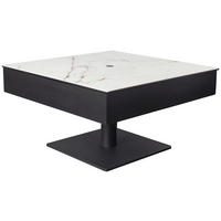 COUCHTISCH Metall, Glas, Keramik, Holzwerkstoff  75/75/42-57 cm  Stauraum, höhenverstellbar  - Weiss/Schwarz, Basics, Glas/Keramik (75/75/42-57cm) - Dieter Knoll