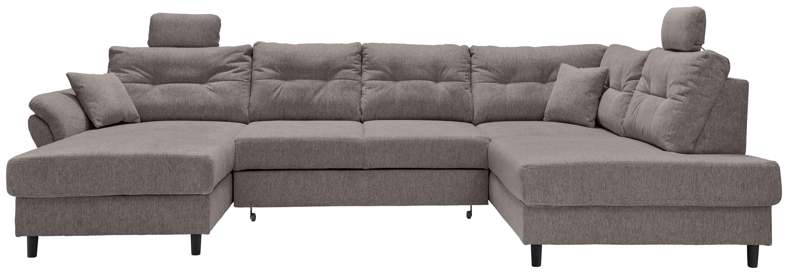 WOHNLANDSCHAFT in Chenille Graubraun  - Graubraun/Schwarz, Modern, Holz/Textil (176/338/206cm) - Livetastic