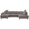 WOHNLANDSCHAFT in Chenille Graubraun  - Graubraun/Schwarz, Modern, Holz/Textil (176/338/206cm) - Livetastic