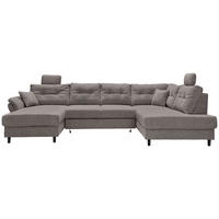 WOHNLANDSCHAFT in Chenille Graubraun  - Graubraun/Schwarz, Modern, Holz/Textil (176/338/206cm) - Livetastic