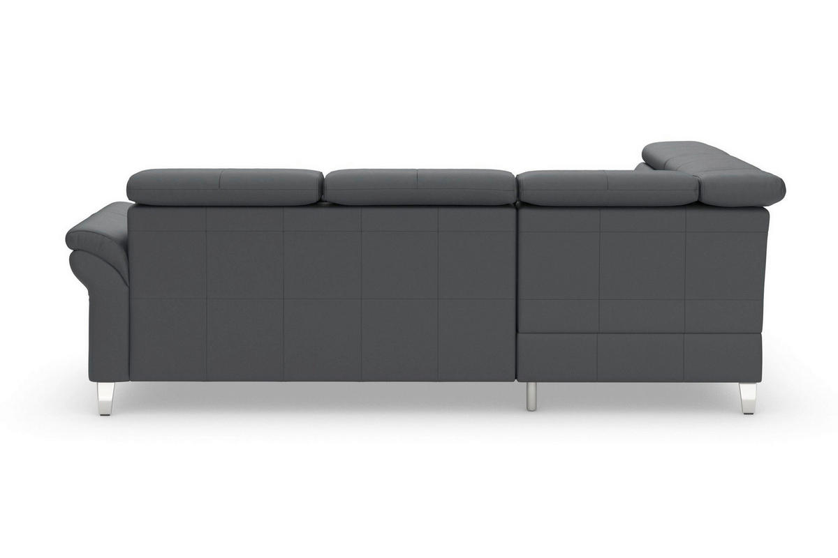 ECKSOFA ARNGAST E Schwarz Echtleder Bettkasten, Kopfteilverstellung, Liegefläche im Originalstoff  - Chromfarben/Schwarz, Basics, Leder/Metall (194/245cm) - Sit & More