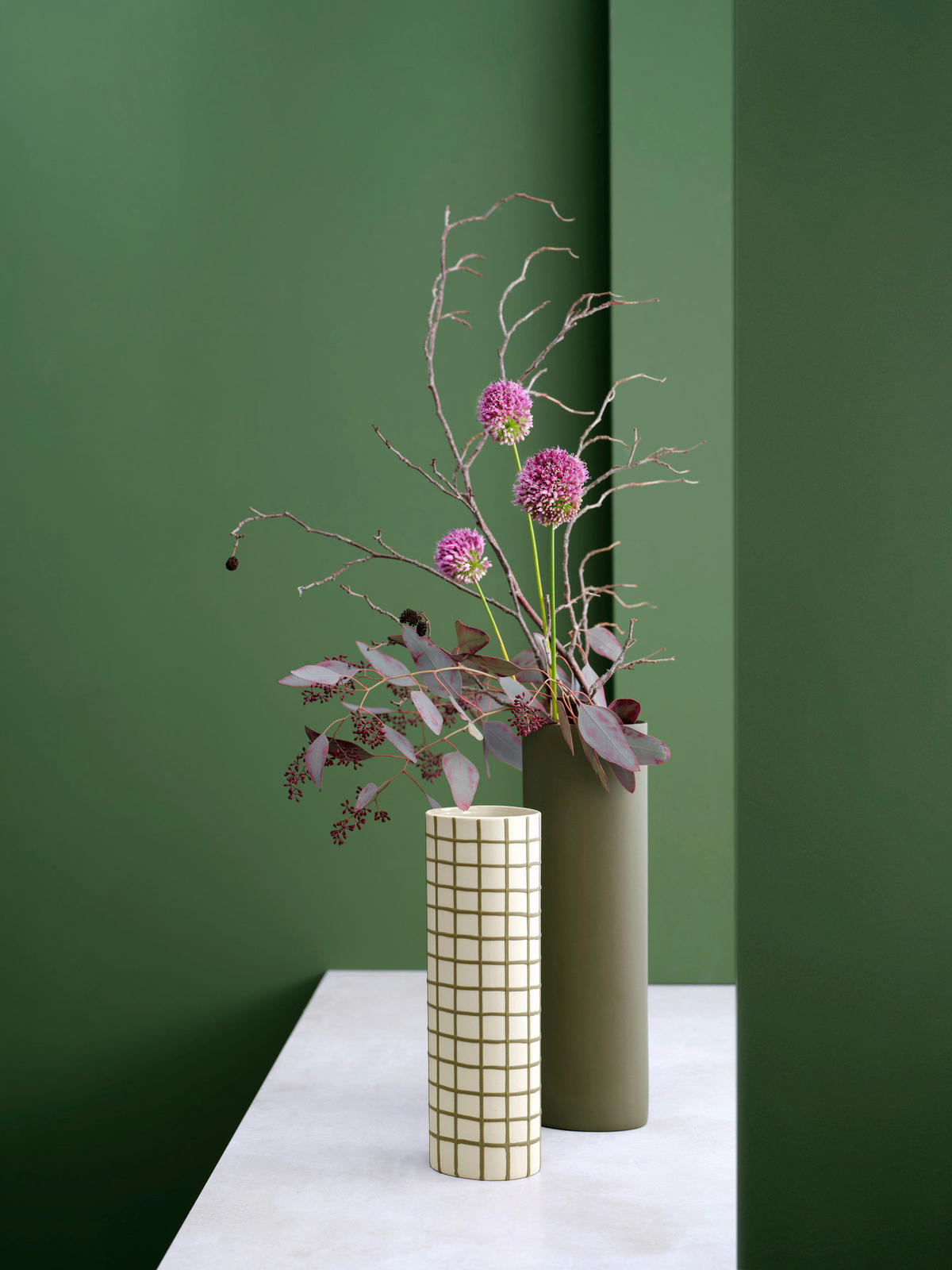 VASE lines and squares  - Olivgrün, KONVENTIONELL, Keramik (8/25cm) - ASA