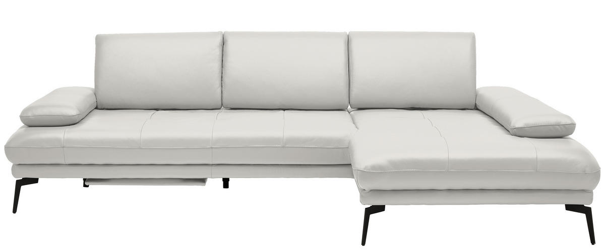 ECKSOFA Creme Echtleder  - Creme/Schwarz, Design, Leder/Metall (273/187cm) - Celina Home
