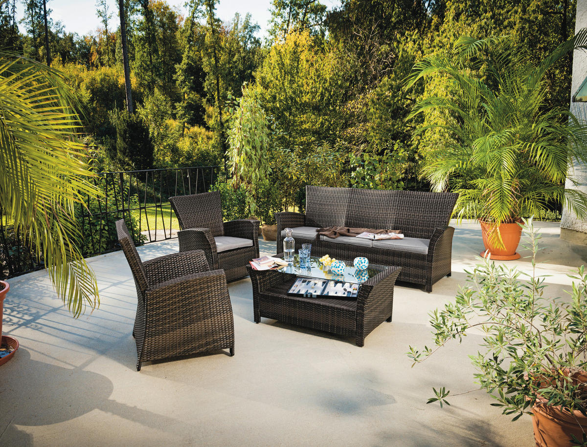 BAŠTENSKA GARNITURA 4 dela  - siva/zelena, Romantično / Seoski, metal/tekstil - Ambia Garden