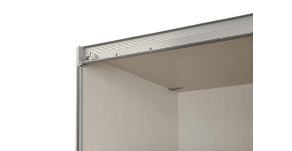 SCHWEBETÜRENSCHRANK  in Weiß, Hellgrau  - Hellgrau/Schwarz, KONVENTIONELL, Glas/Holzwerkstoff (200/222/68cm) - Moderano