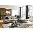 ECKSOFA in Echtleder Hellgrau  308/195 cm  - Hellgrau/Schwarz, Design, Leder/Metall (308/195cm) - Dieter Knoll