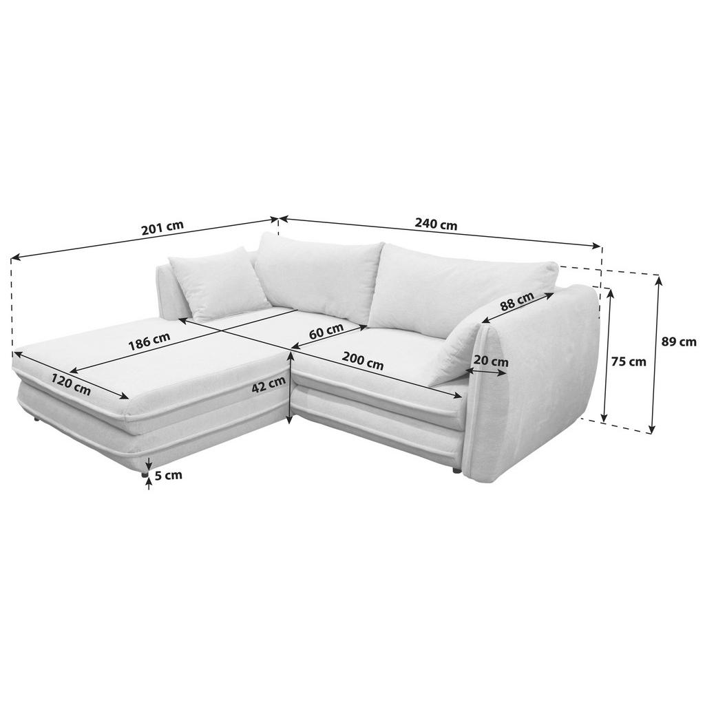 Thumbnail - Mid.you Ecksofa, Dunkelblau, Textil, Ottomane links, L-Form, 240x201 cm, Liegefunktion, Wohnzimmer, Sofas & Couches, Woh...