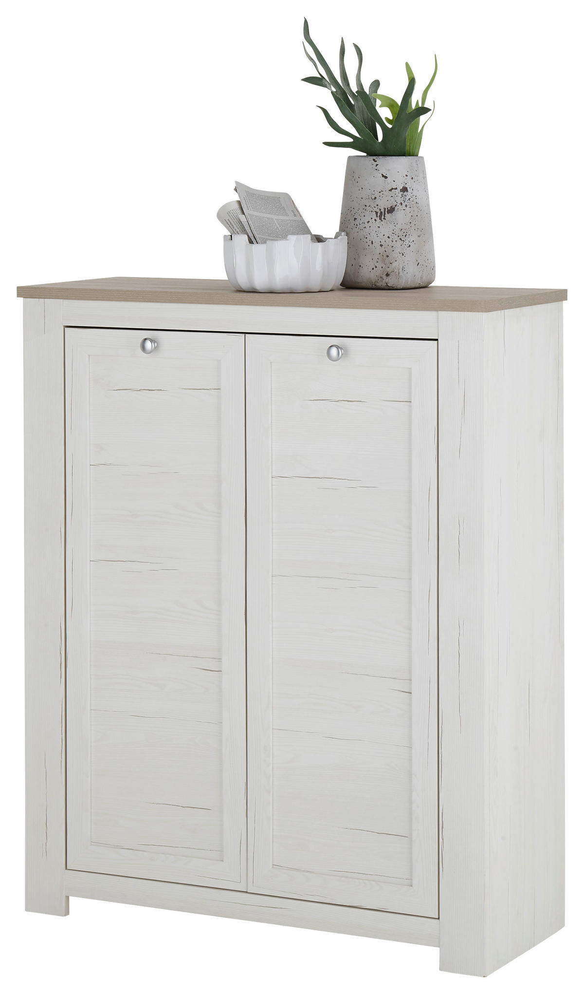 SCHUHSCHRANK  in 98/121/38 cm  - Silberfarben/Weiß, LIFESTYLE, Holzwerkstoff/Kunststoff (98/121/38cm) - MID.YOU