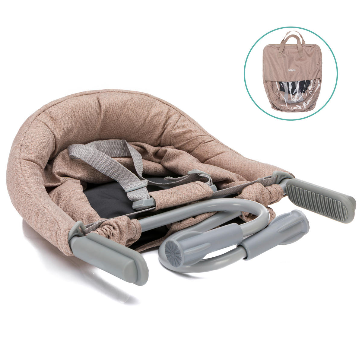 TISCHSITZ - Beige/Hellgrau, Basics, Textil/Metall (36/30/45cm) - Fillikid