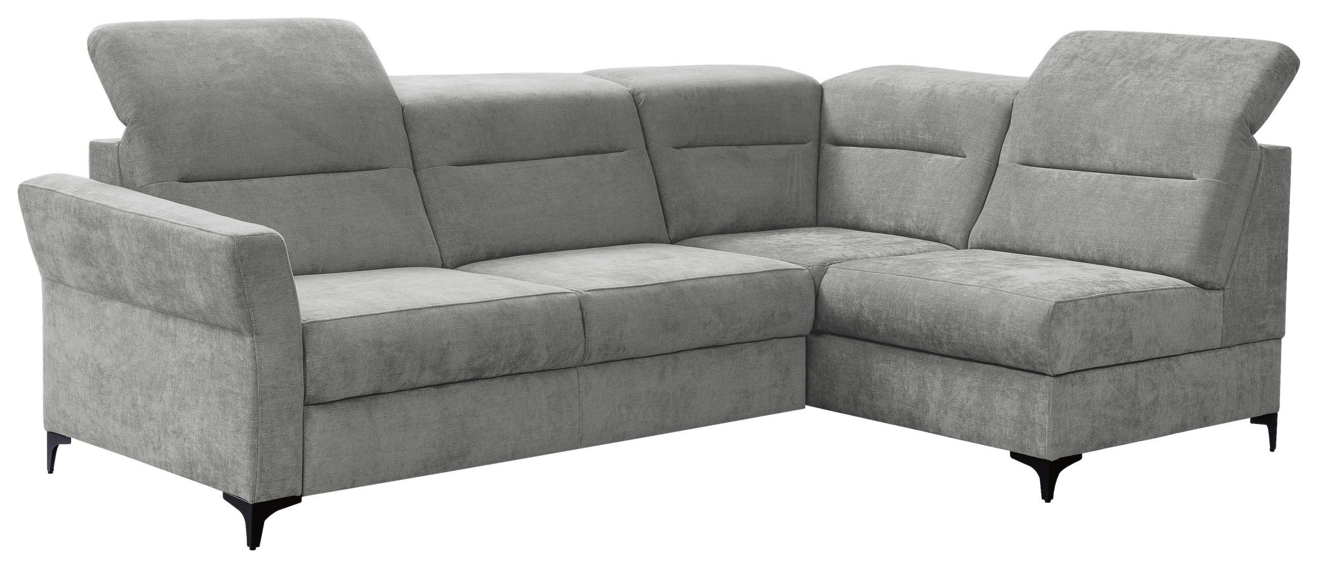 ECKSOFA inkl. Funktionen Grau Webstoff  - Schwarz/Grau, KONVENTIONELL, Textil/Metall (272/177cm) - Stylife