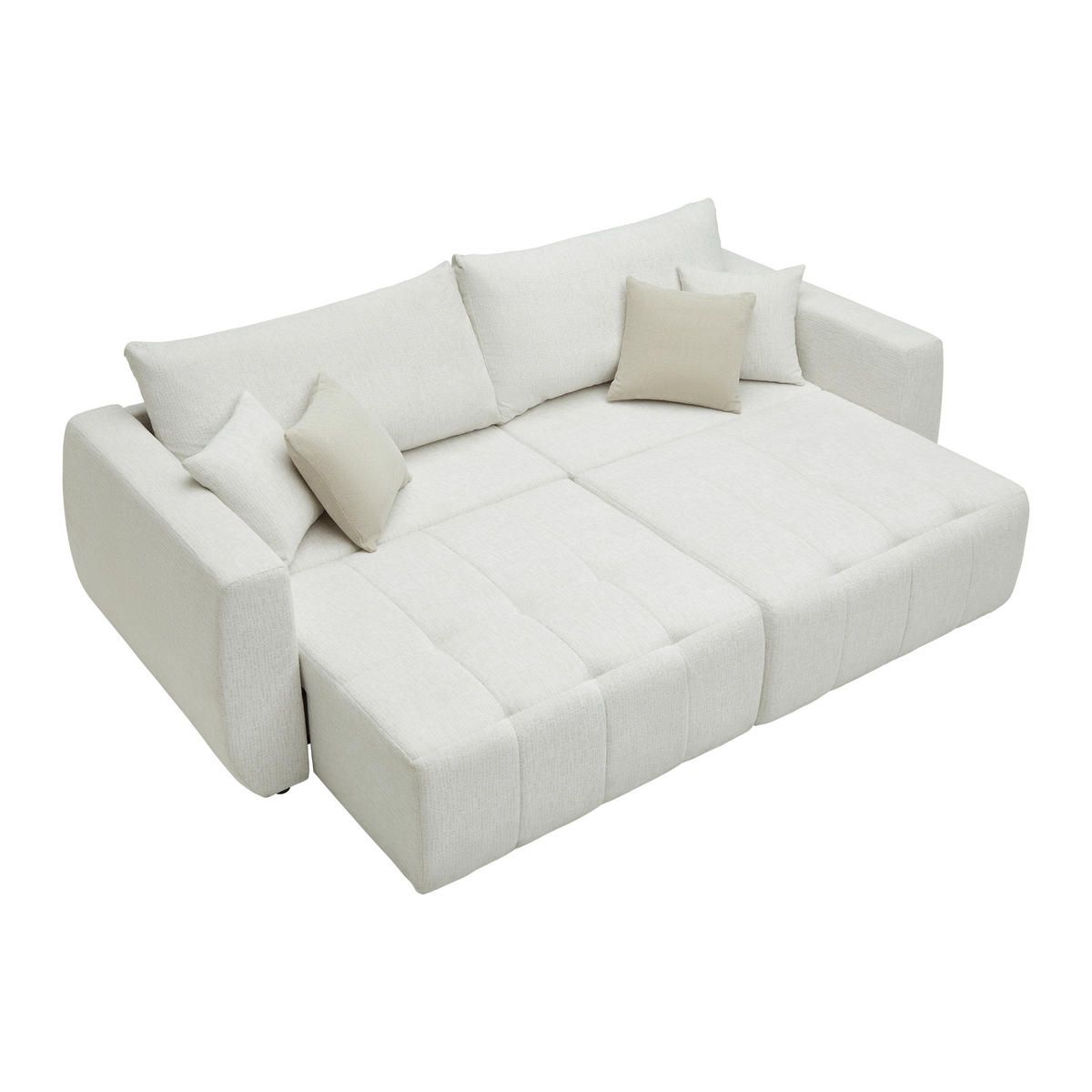 SCHLAFSOFA in Chenille, Jacquard Creme  - Beige/Creme, Kunststoff/Textil (245/74-90/104cm) - MID.YOU