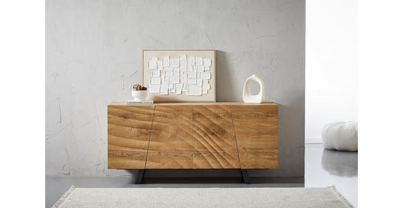 SIDEBOARD 160/75/42 cm  in Eichefarben  - Eichefarben/Schwarz, LIFESTYLE, Holzwerkstoff/Metall (160/75/42cm) - Carryhome