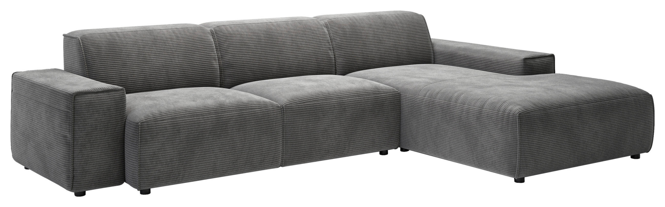 Thumbnail - Pure Home Lifestyle Ecksofa 9125, Dunkelgrau, Textil, 4-Sitzer, Ottomane rechts, L-Form, 300x189 cm, Goldenes M, Made in...