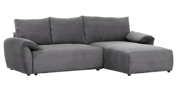 ECKSOFA Dunkelgrau Cord  - Dunkelgrau/Schwarz, KONVENTIONELL, Kunststoff/Textil (266/180cm) - Carryhome