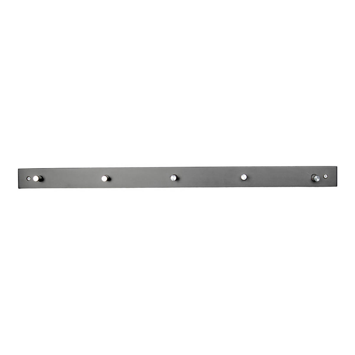 HAKENLEISTE  in Kiefer massiv Schwarz, Chromfarben  - Chromfarben/Schwarz, Basics, Holz/Metall (70/5/2cm) - MID.YOU