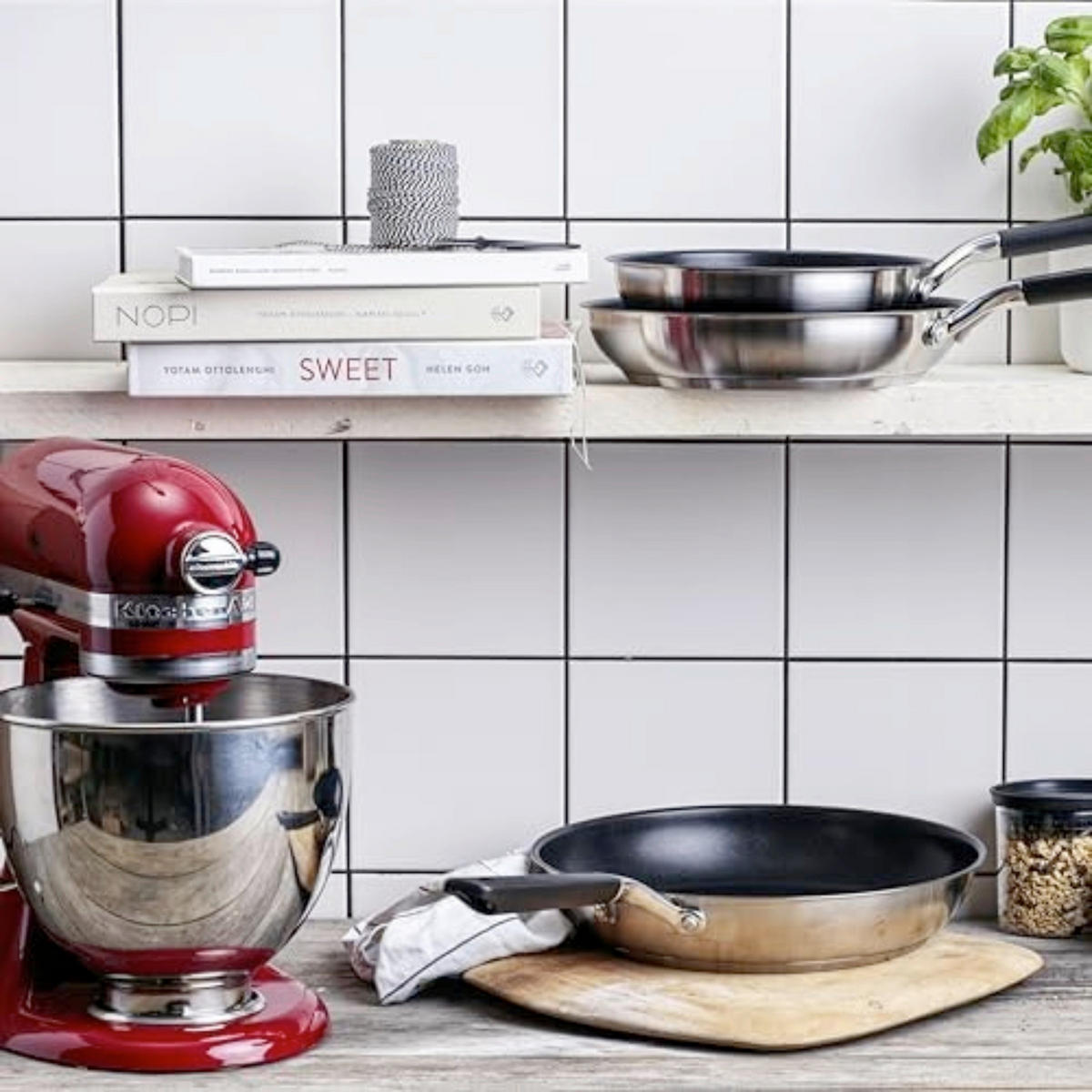 BRATPFANNE Classic Stainless Steel Keramikbeschichtung 28 cm  - Silberfarben, Basics, Kunststoff/Metall (28cm) - Kitchenaid