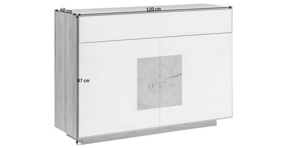 SIDEBOARD Kernbuche massiv Weiß, Buchefarben Einlegeboden  - Buchefarben/Weiß, MODERN, Glas/Holz (120/87/40cm) - Linea Natura