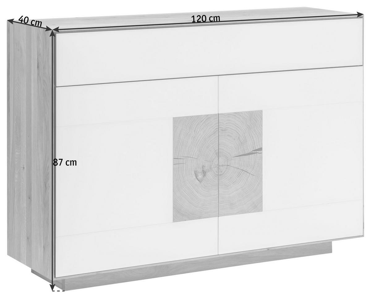 SIDEBOARD  in 120/87/40 cm  - Eichefarben/Weiß, MODERN, Glas/Holz (120/87/40cm) - Linea Natura