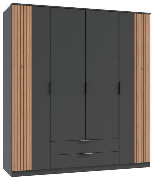 OMARA ZA OBLAČILA, barve grafita, hrast artisan  - črna/barve grafita, Konvencionalno, kovina/leseni material (180/199/58cm) - Boxxx