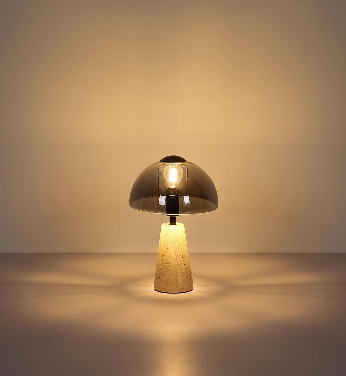 TISCHLEUCHTE 20/31 cm   - Schwarz/Grau, Design, Glas/Metall (20/31cm) - Globo