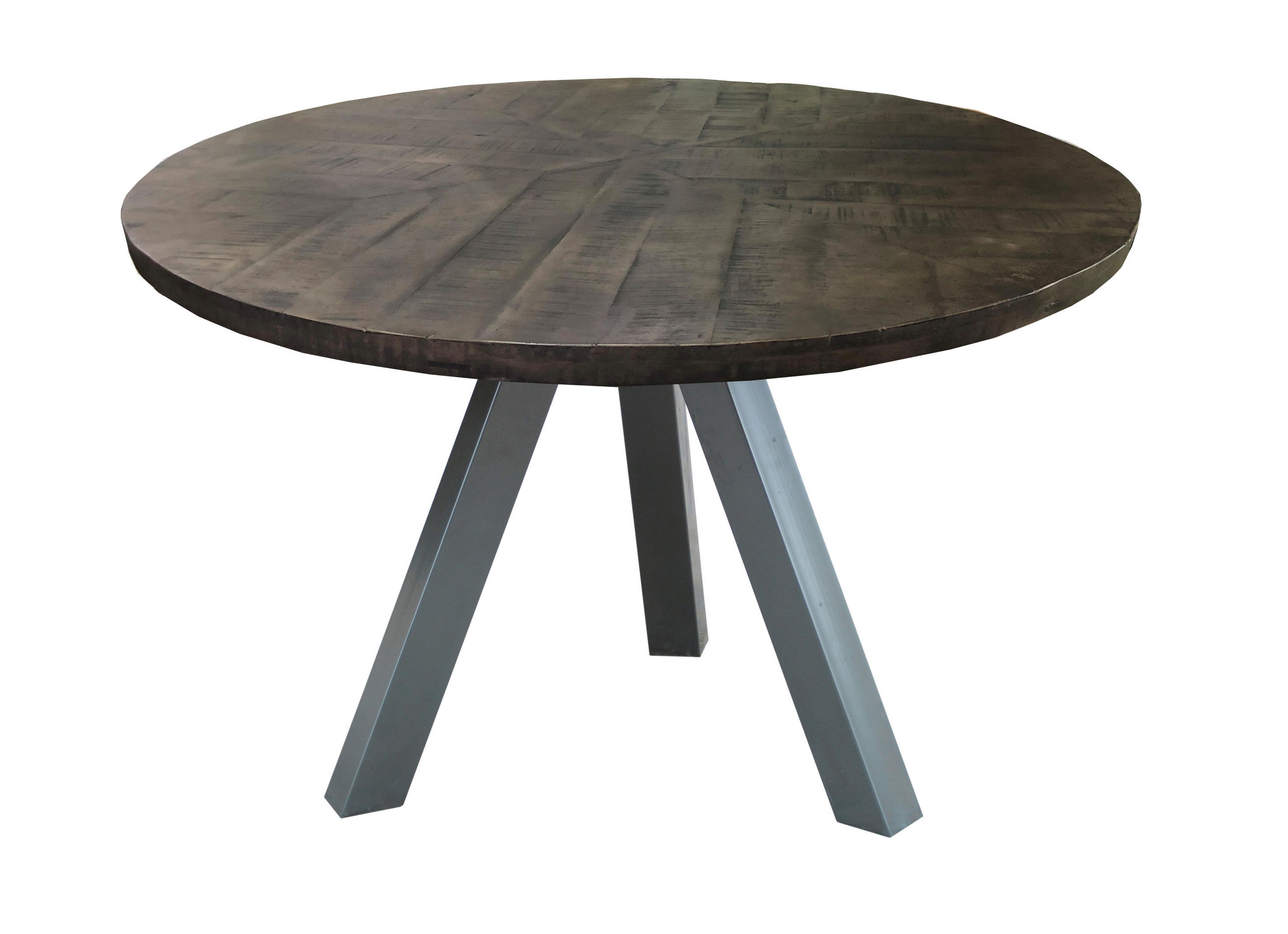 ESSTISCH 120/120/76 cm Echtholz  Holz, Metall rund Grau, Silberfarben  - Silberfarben/Grau, MODERN, Holz/Metall (120/120/76cm) - MID.YOU