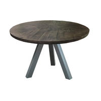 ESSTISCH 120/120/76 cm Echtholz  Holz, Metall rund Grau, Silberfarben  - Silberfarben/Grau, MODERN, Holz/Metall (120/120/76cm) - MID.YOU