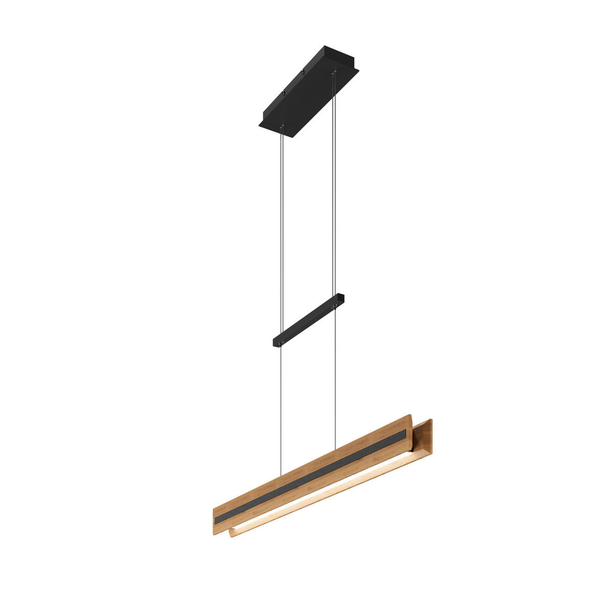 LED-HÄNGELEUCHTE 116/10/150 cm  - Schwarz, Natur, Holz/Metall (116/10/150cm)