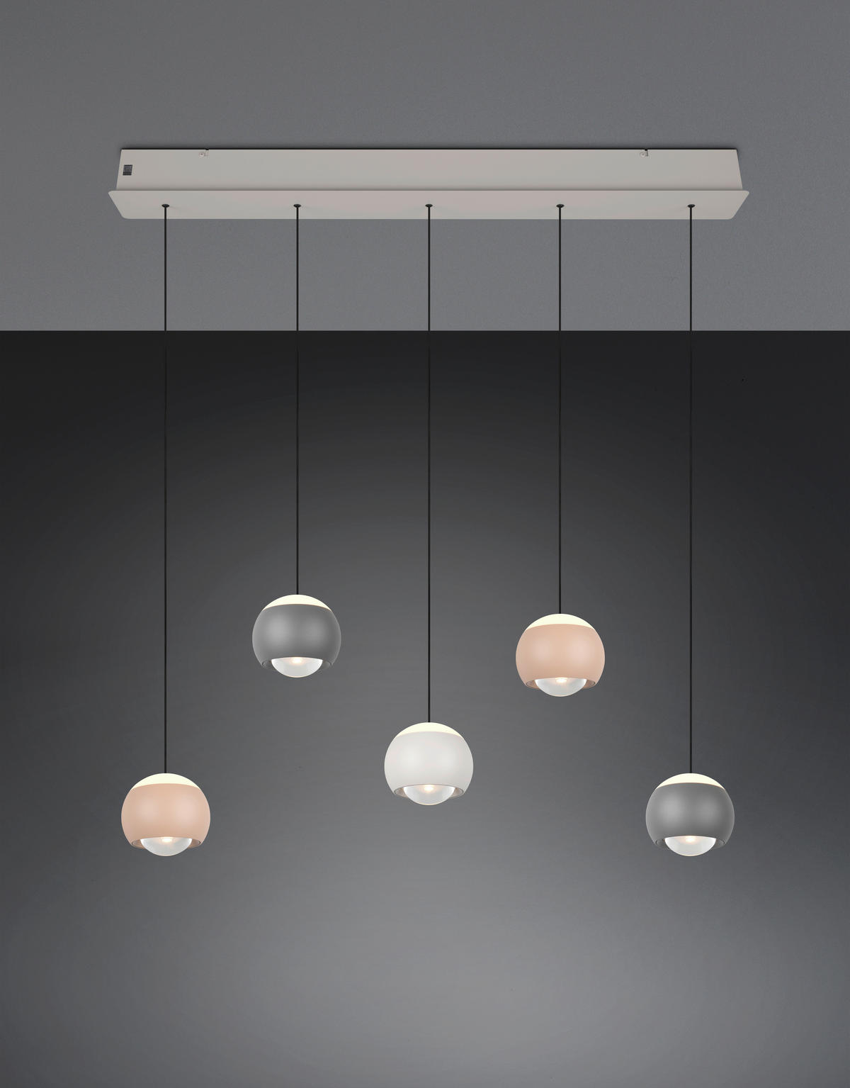 LED-PENDELLEUCHTE CANNON 100/195/10,5 cm  - Aprikose/Anthrazit, Design, Metall (100/195/10,5cm) - Musterring